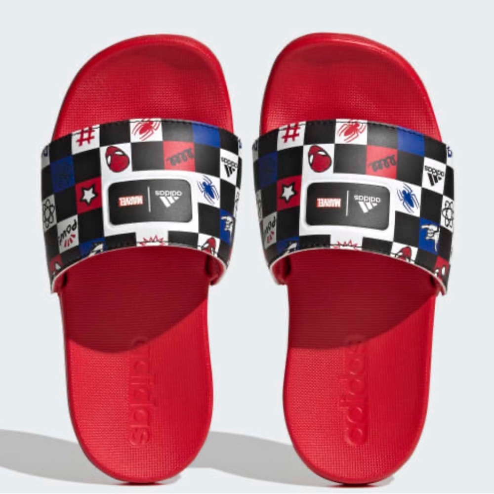 Adidas X Disney Adilette Comfort Spider-Man Slides Kids Size 6 y / women’s 7 - Picture 4 of 9